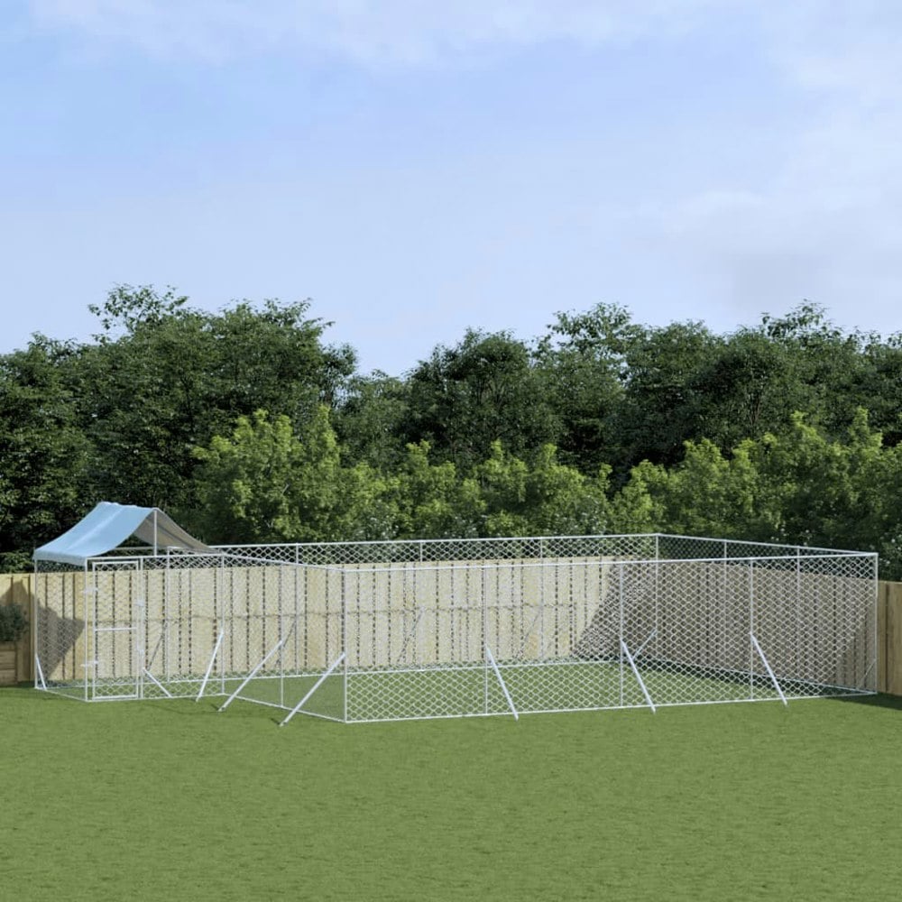 Berkfield Outdoor Dog Kennel with Roof Silver 10x6x2.5 m Galvanised Steel