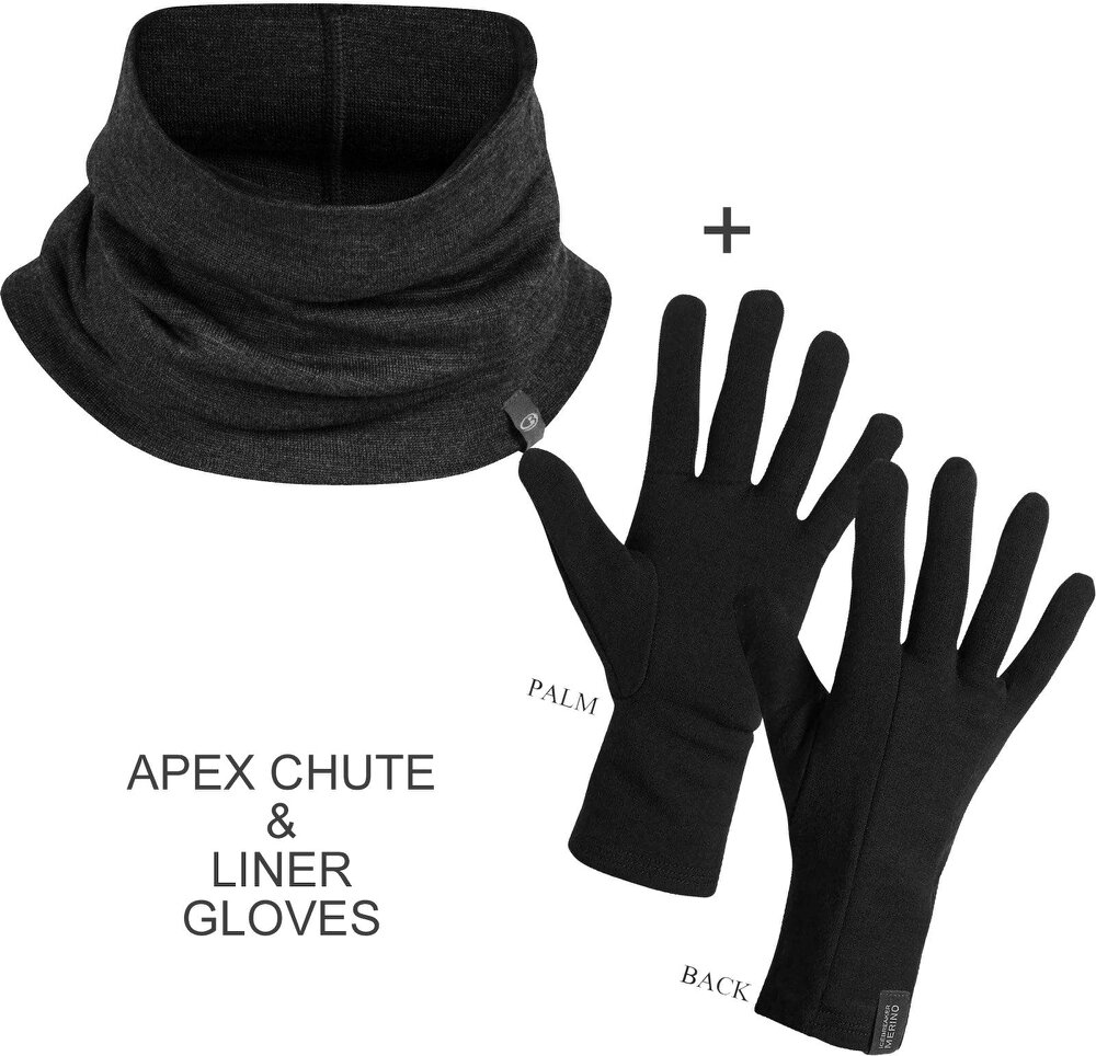 Icebreaker Merino Apex Chute Gloves Bundle - Jet Grey/Black