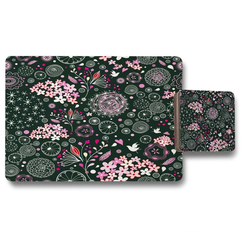 New Product Different Flowers, Shapes & Birds (Placemat & Coaster Set)  - Andrew Lee Home and Living