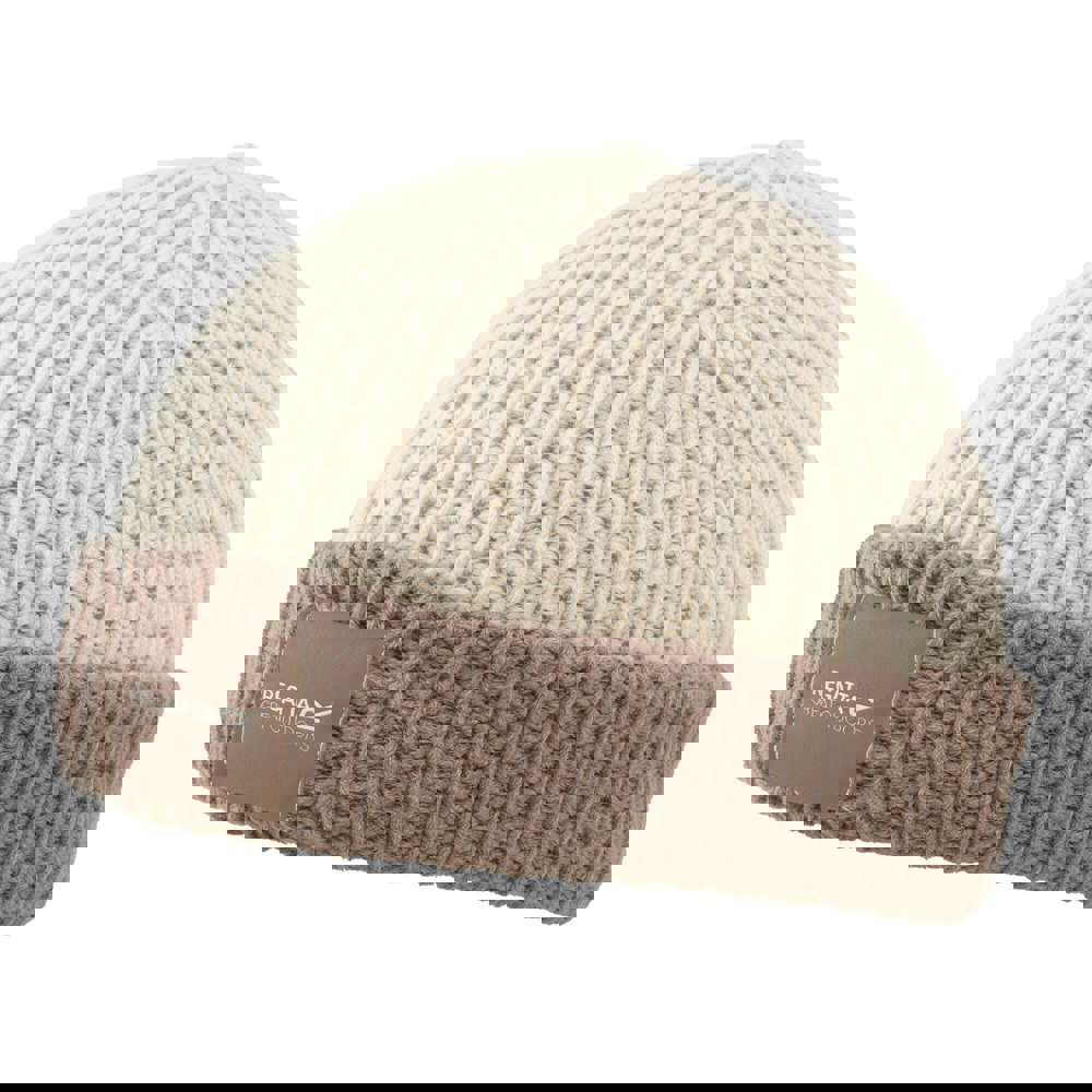 Regatta Childrens/Kids Connora Fisherman Logo Beanie - Light Vanilla/Warm Taupe