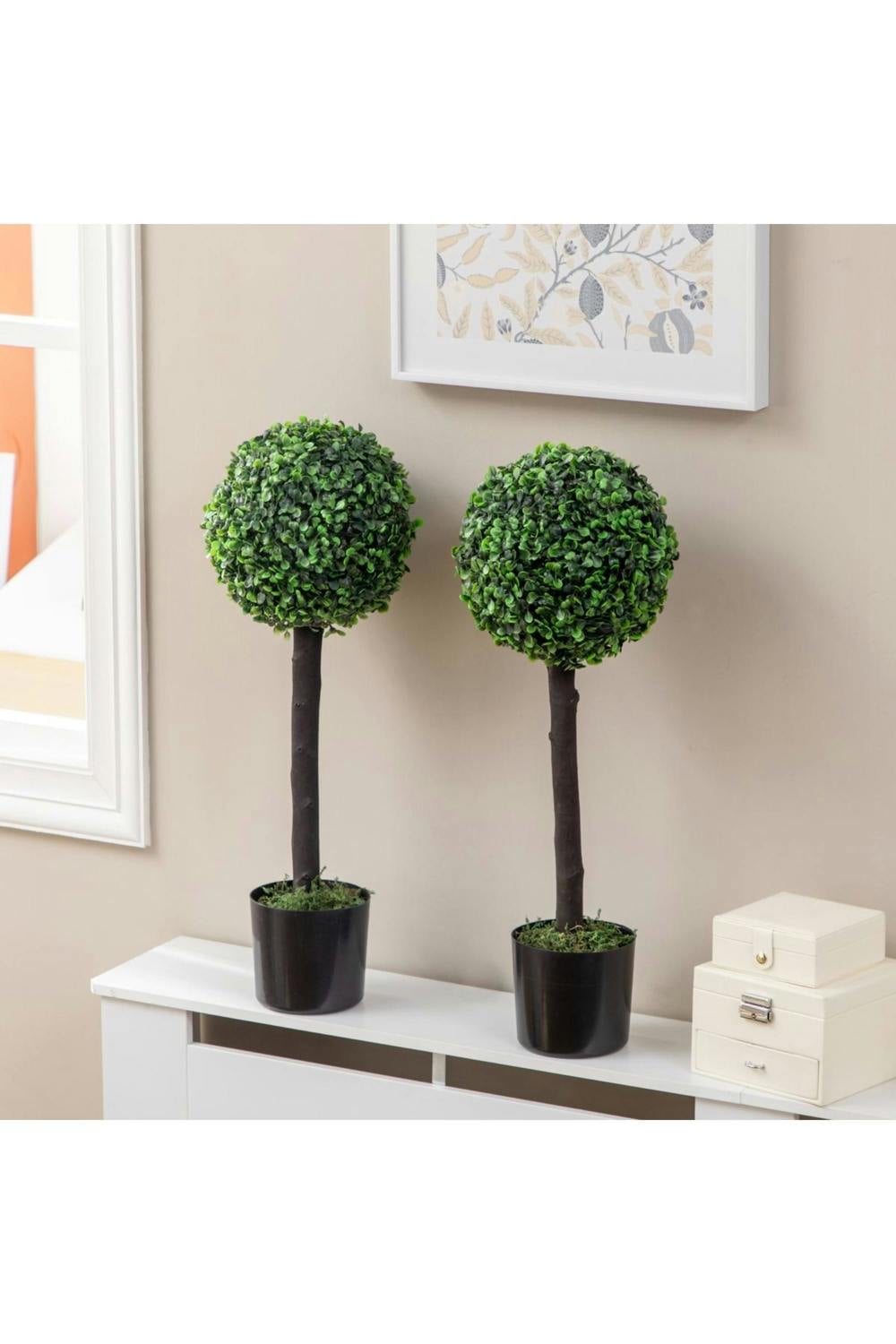 Dyzi Artificial Boxwood Tree Set 60cm Potted Indoor Outdoor Décor