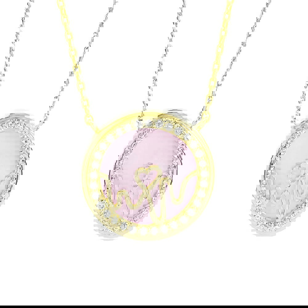 Loves Frequency™ 18K Gold Pink Opal Diamond Heartbeat Necklace