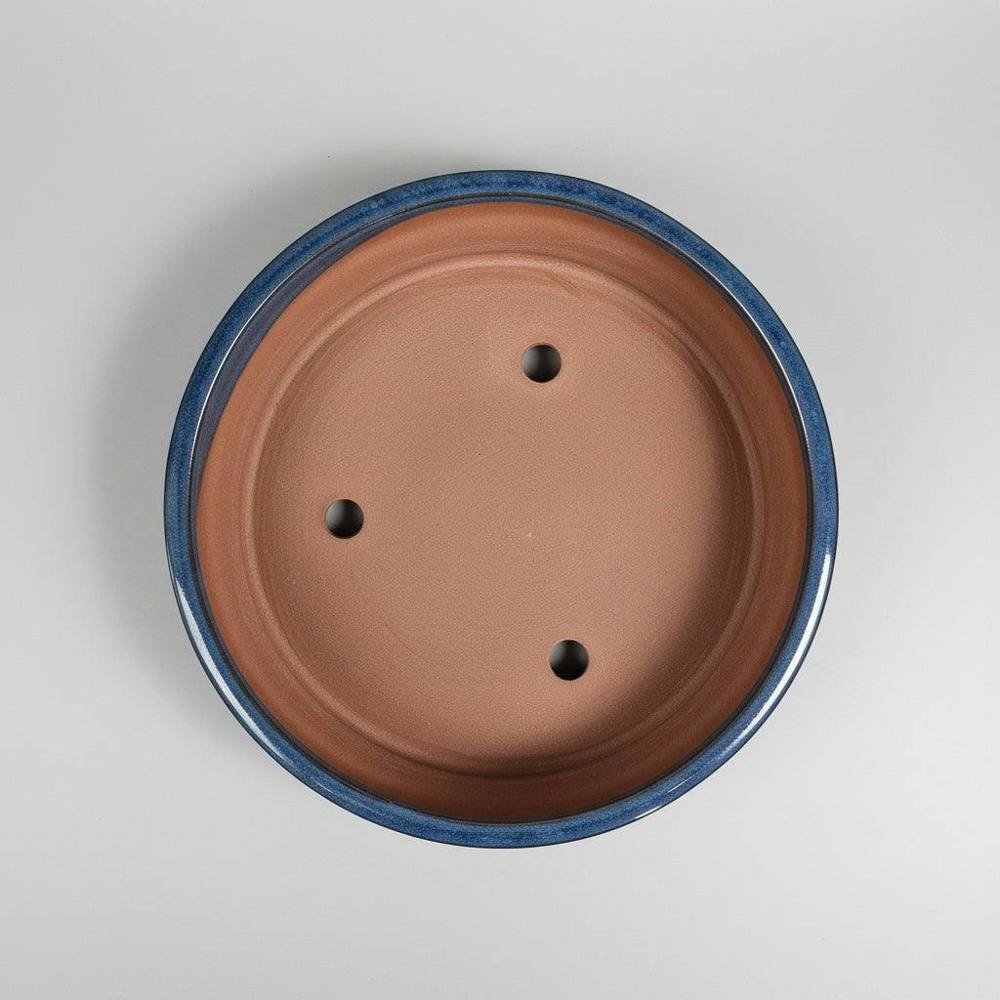Yorkshire Bonsai 31cm Glazed Bonsai Pot | Round Drum Style | 31cm x 8cm | Blue