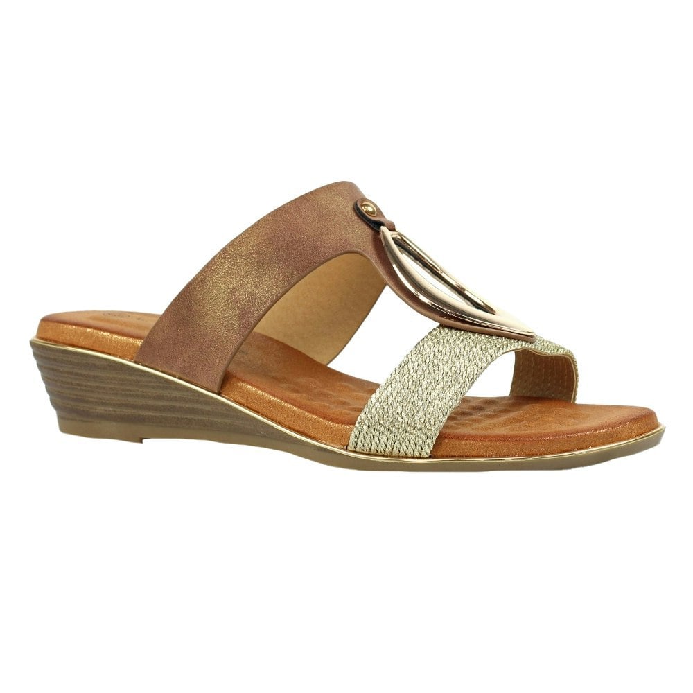 Lunar Womens/Ladies Porto Wedge Heel Sandals - Brown