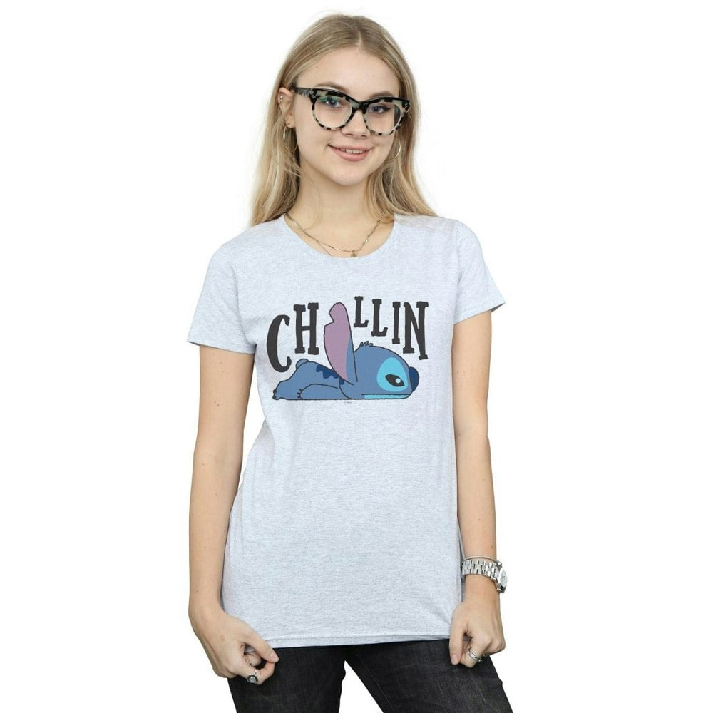 Disney Womens/Ladies Lilo And Stitch Chillin Cotton T-Shirt - Sports Grey