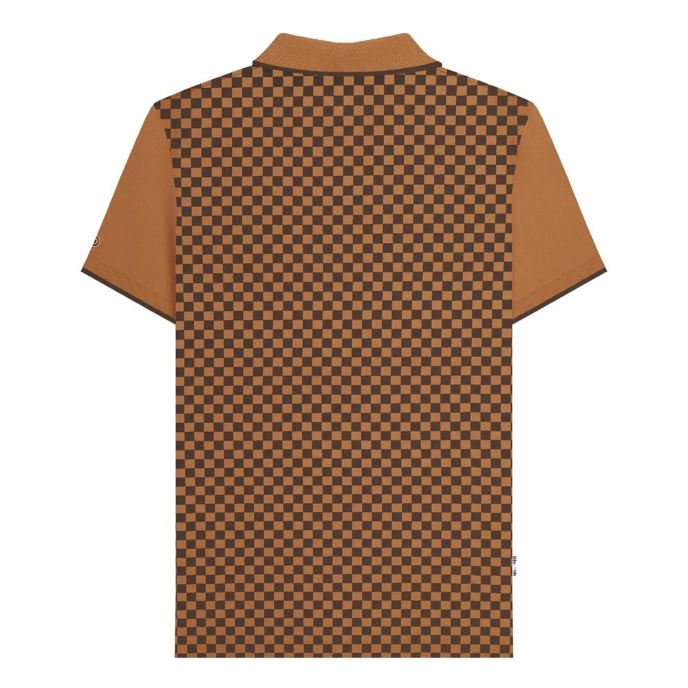 Lambretta Mens Two Tone All-Over Print Polo Shirt - Tobacco