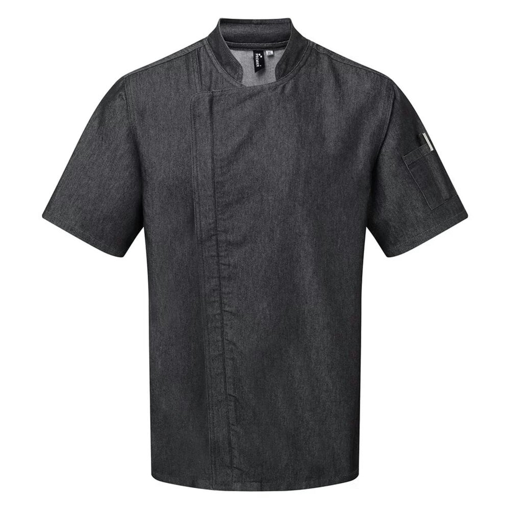 Premier Unisex Adult Short-Sleeved Chef Jacket - Black Denim - Black Denim