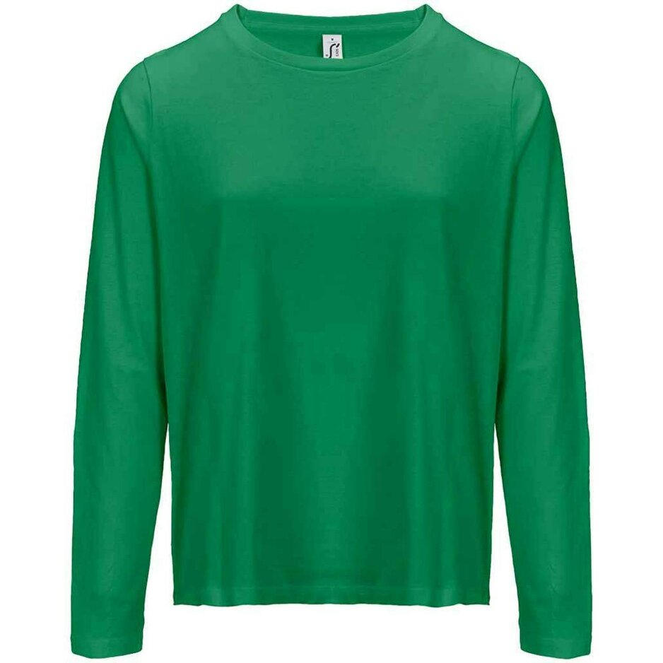 SOLS Womens/Ladies Monarch Long-Sleeved T-Shirt - Kelly Green - Kelly Green - 100% Ringspun Semi-Combed Cotton
