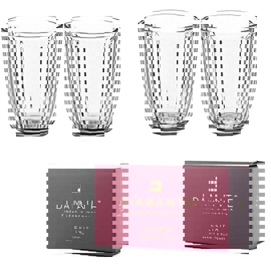 Diamante All Rounder Glasses Short Drink Tumblers Pair - Set of 2