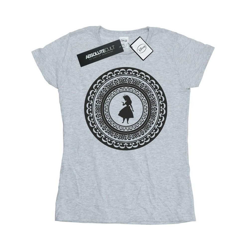 Disney Womens/Ladies Alice In Wonderland Circle Cotton T-Shirt - Sports Grey