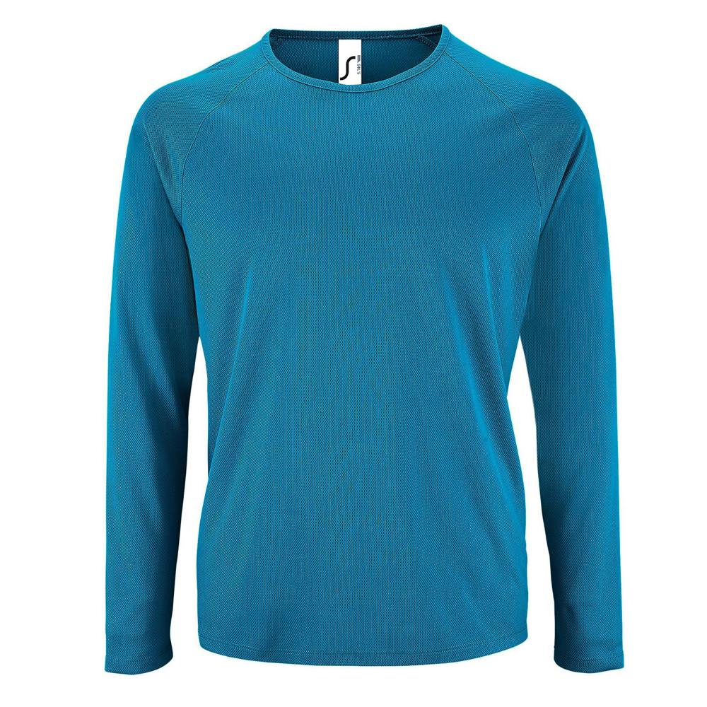 SOLS Mens Sporty Long Sleeve Performance T-Shirt - Aqua - Aqua