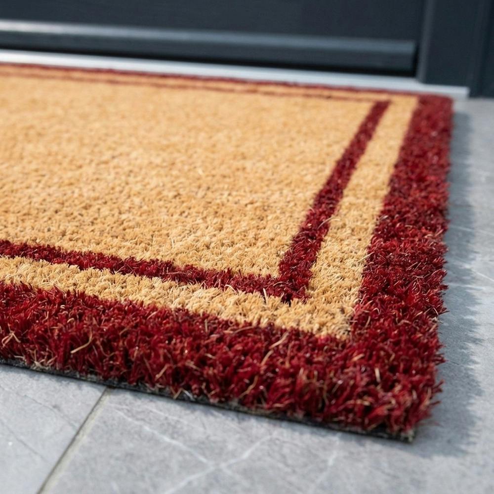 Garden Greatness Classic Duo Border Scarlet Natural Coir Doormat