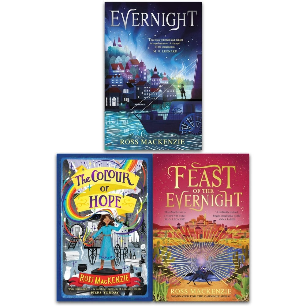 Ross MacKenzie 3 Book Set Evernight, Feast of the Evernight, The Colour of Hope