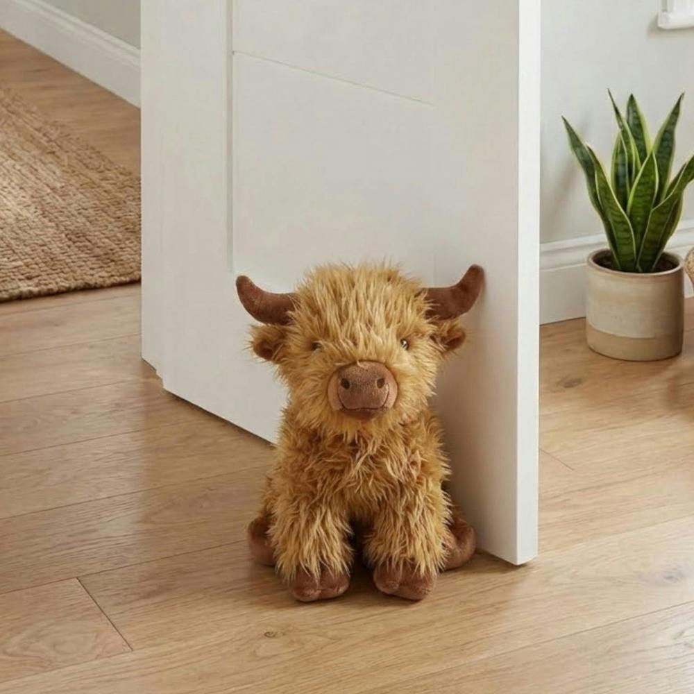 Garden Greatness Fuzzy Fur Highland Cow Doorstop