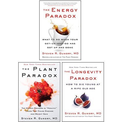 Dr. Steven R Gundry MD 3 Book Set The Plant Paradox, The Longevity Paradox & The Energy Paradox