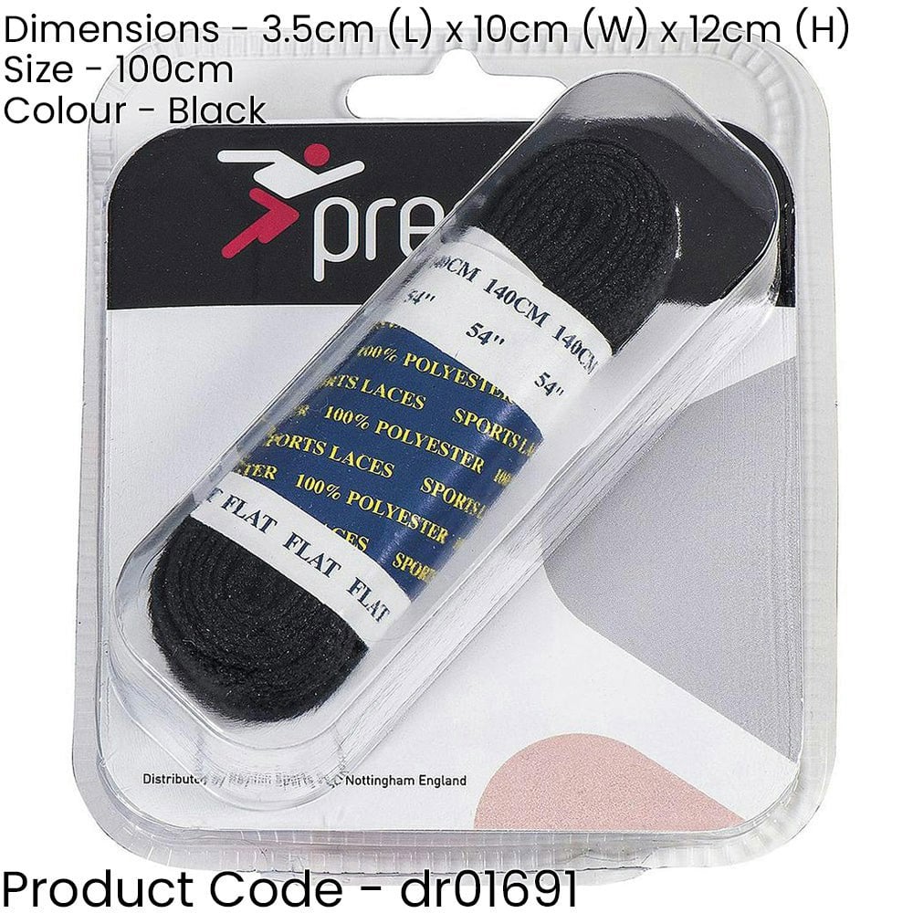 PAIR - 100cm Black Flat Shoe Laces - Sporting Trainer Football Boot Lace 