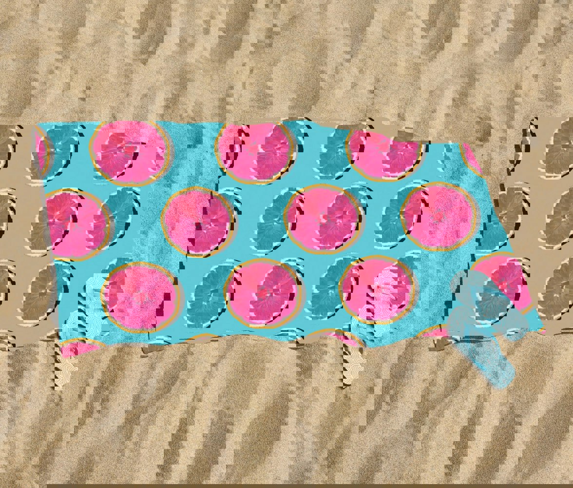 Warren Reed Fruity Pattern Of Pink Grapefruit Beach Towel