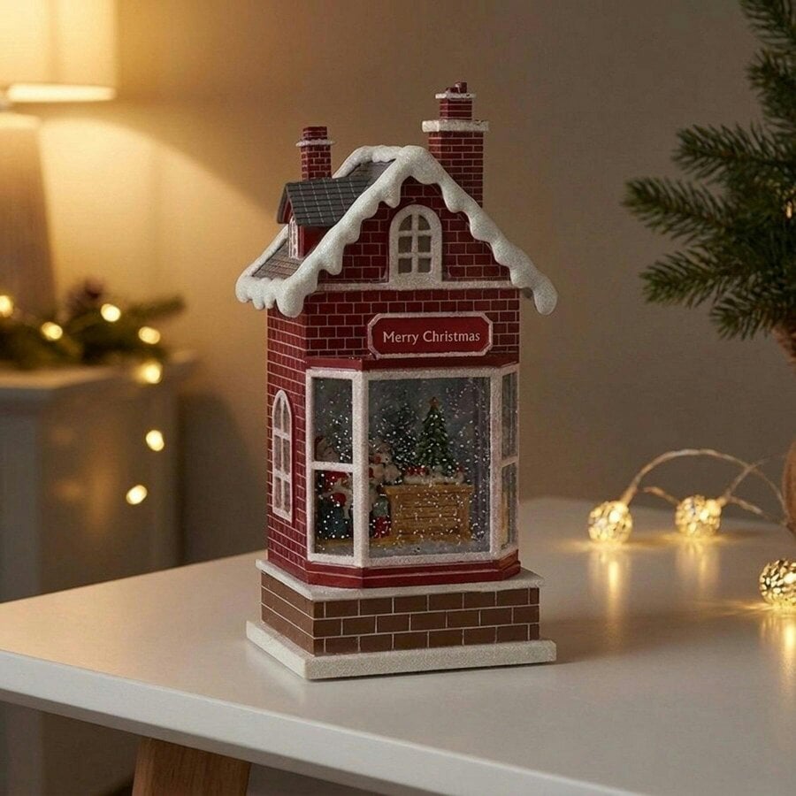 Garden Greatness Festive LED Light Up House Snowglobe Ornament