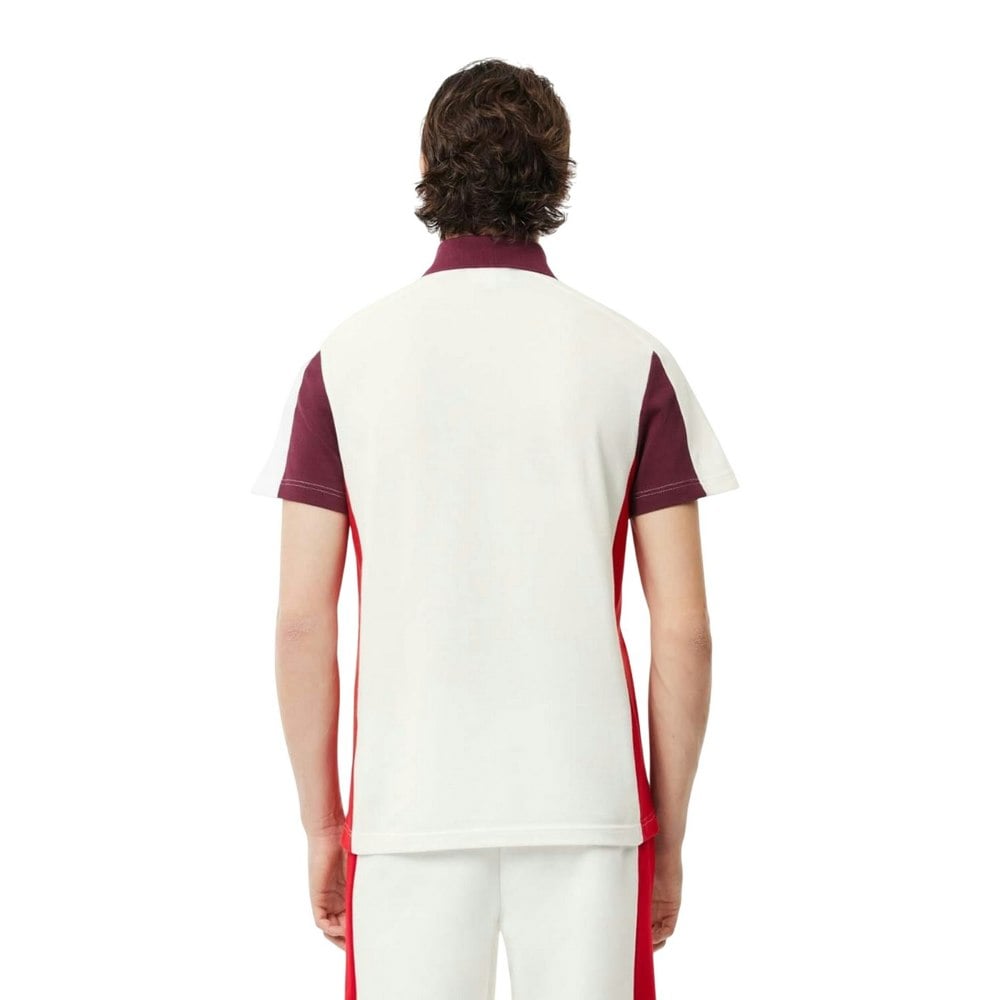 Lacoste Mens Colour Block Regular Polo Shirt - Cream