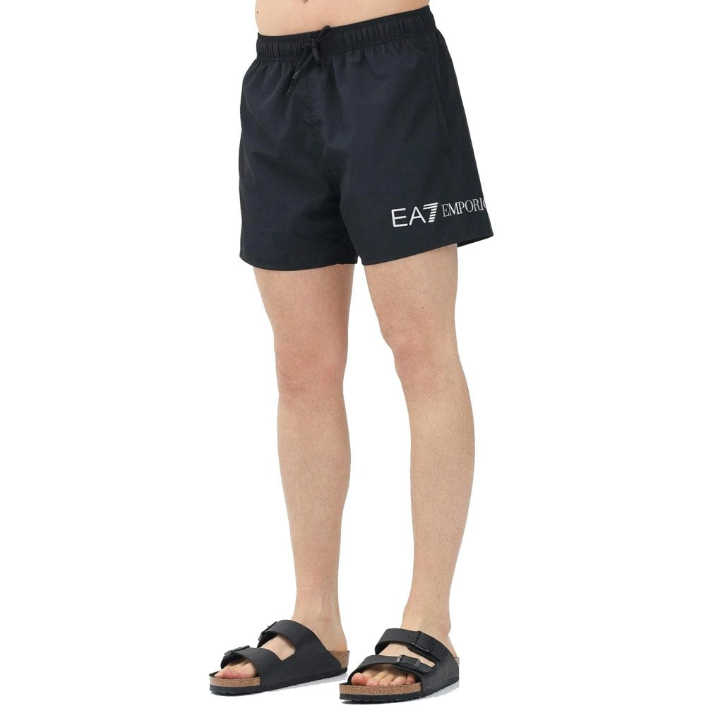Emporio Armani EA7 EA7 Emporio Armani Logo Swim Shorts Black/Silver Logo