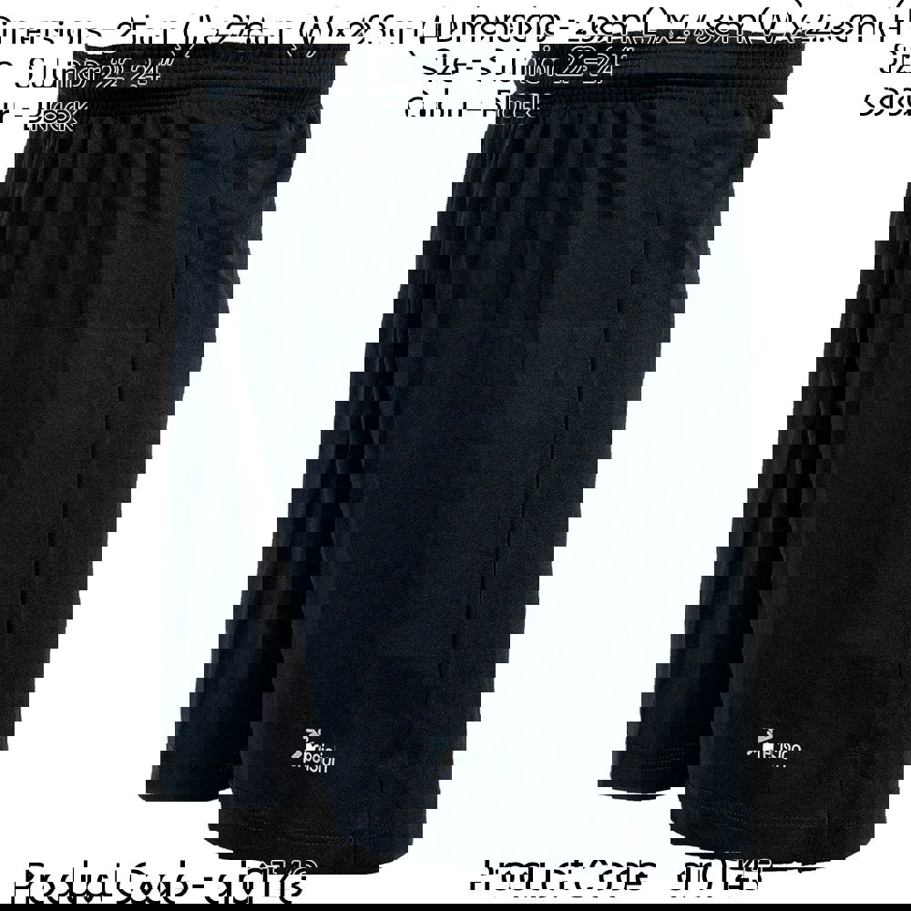 S JUNIOR Elastic Lightweight Football Gym Training Shorts - Plain BLACK 22-24"