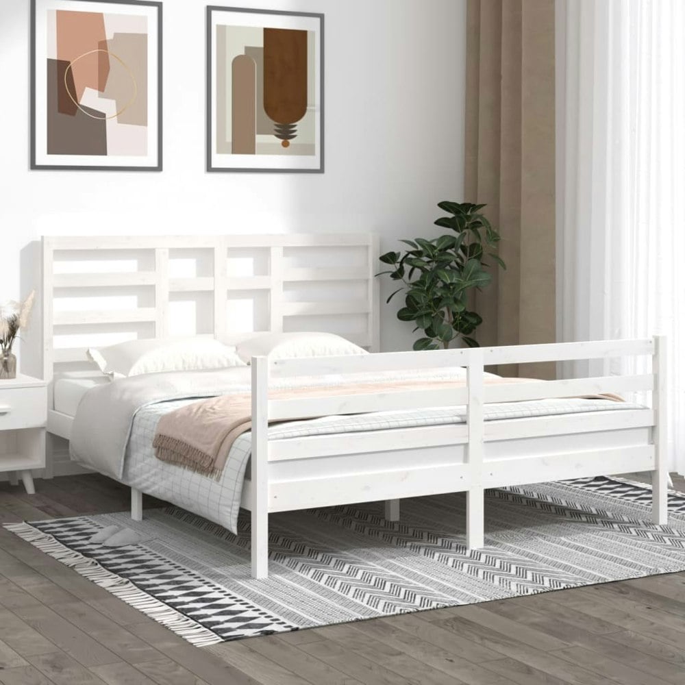 Berkfield Bed Frame White Solid Wood 160x200 cm
