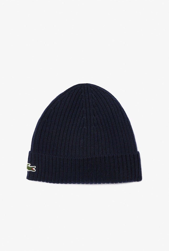 Lacoste Men's Rib Knit Brushed Wool Beanie
