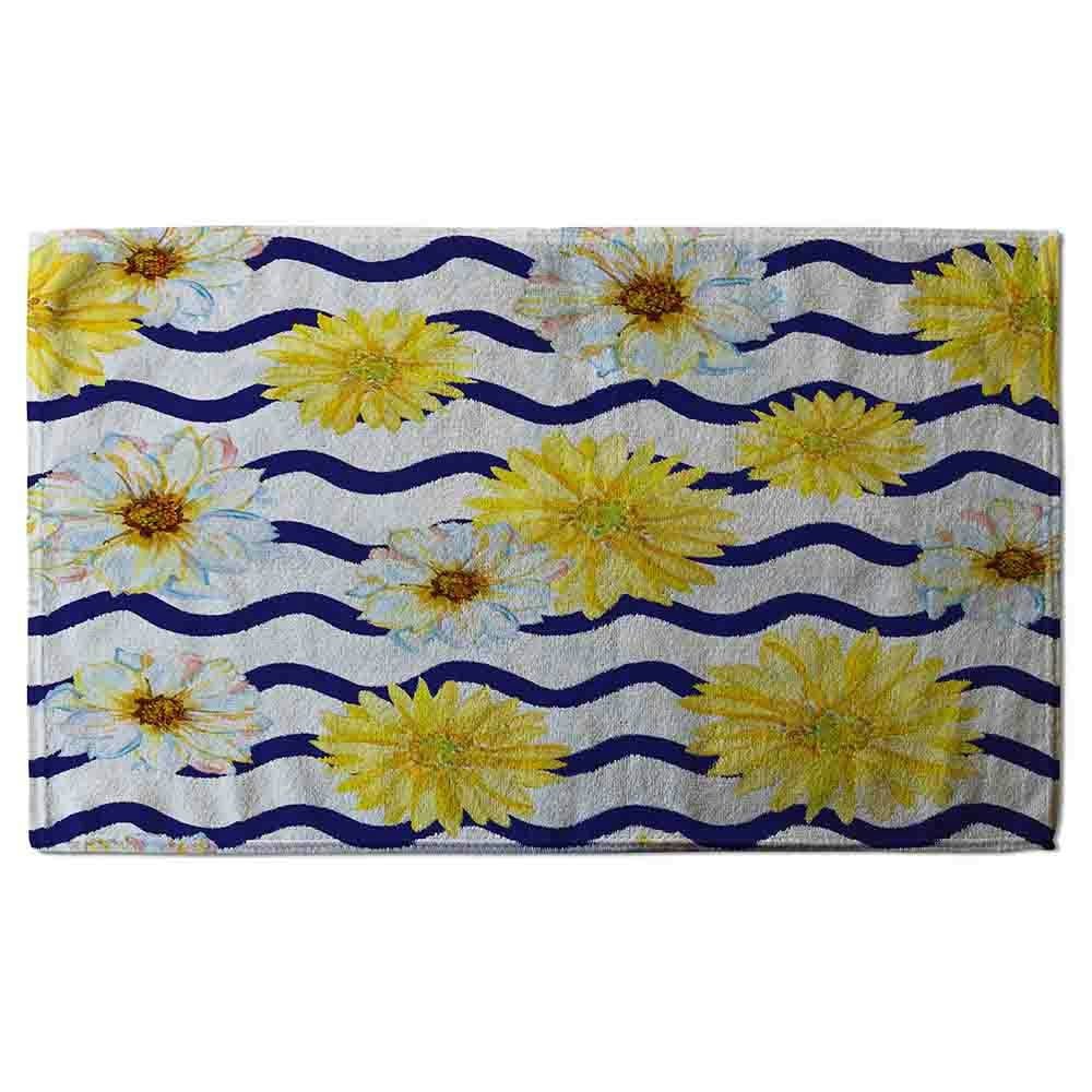 Benjamin Tate Design Bright Yellow Flowers & Zig Zags (Bath Towel)