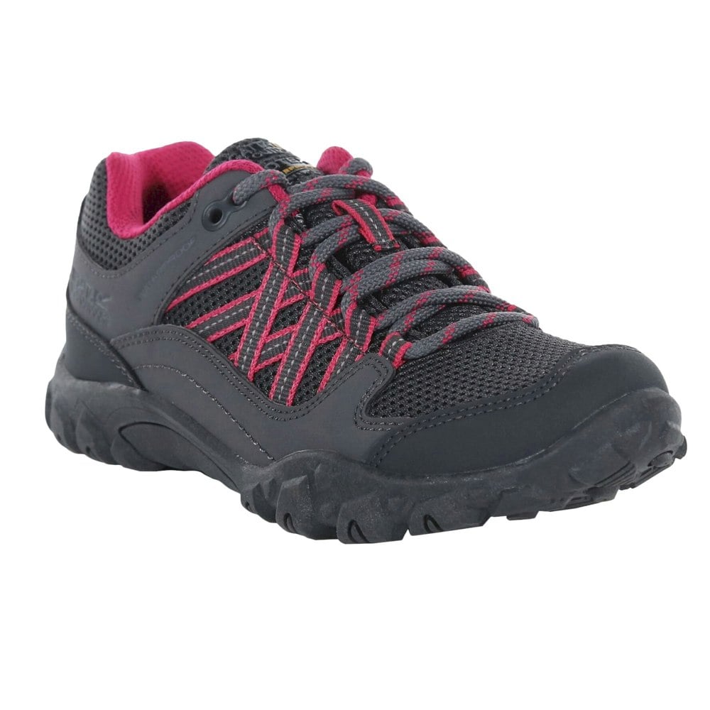 Regatta Kids Edgepoint Waterproof Walking Shoes - Steel/Pink Fusion