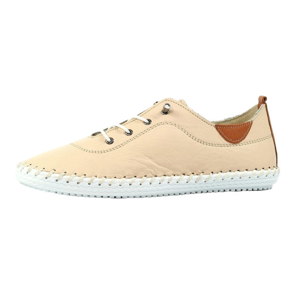 Lunar Womens/Ladies St Ives Leather Plimsolls - Cream