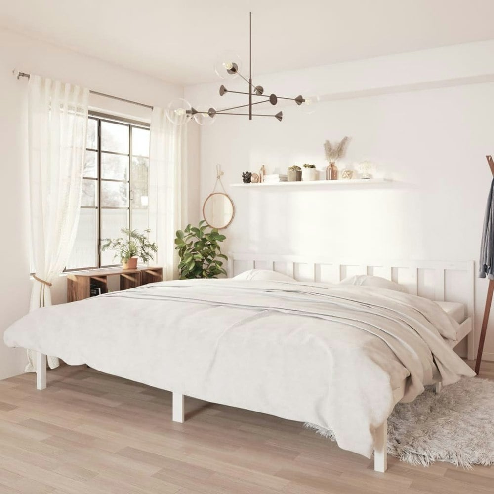 Berkfield Bed Frame White Solid Wood Pine 180x200 cm Super King Size