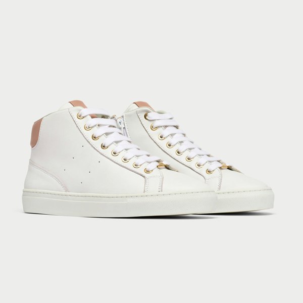 flare white and pink leather trainer sneaker wide feet