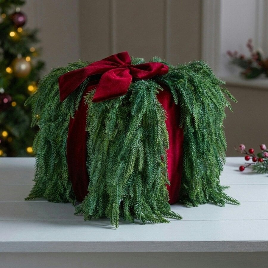Garden Greatness Light-Up Pine Bow Parcel Christmas Decoration