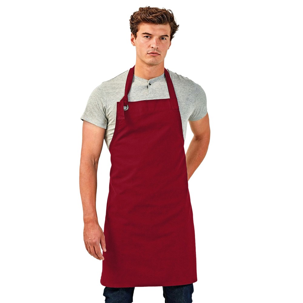 Premier Unisex Calibre Heavy Cotton Canvas Bib Apron (Pack of 2) - Burgundy