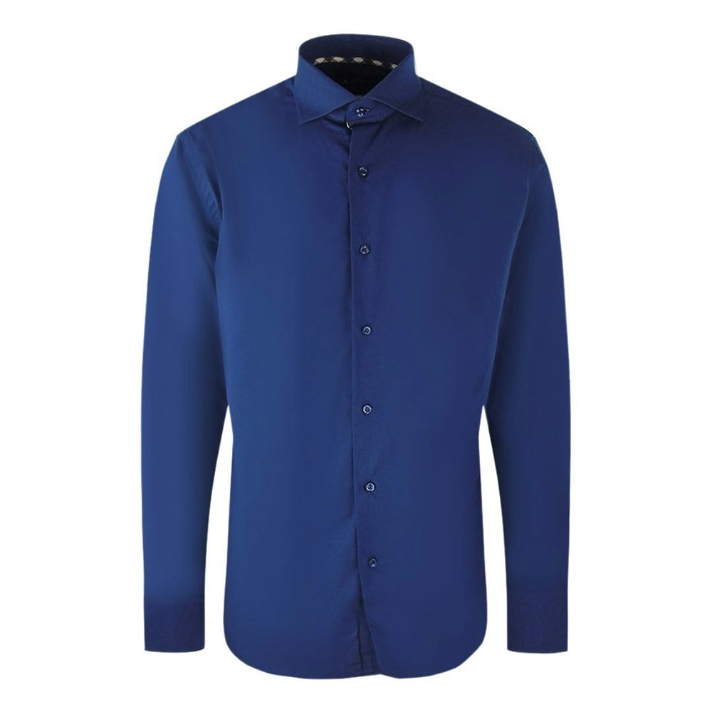 Aquascutum Brand Logo Long Sleeve Navy Blue Shirt