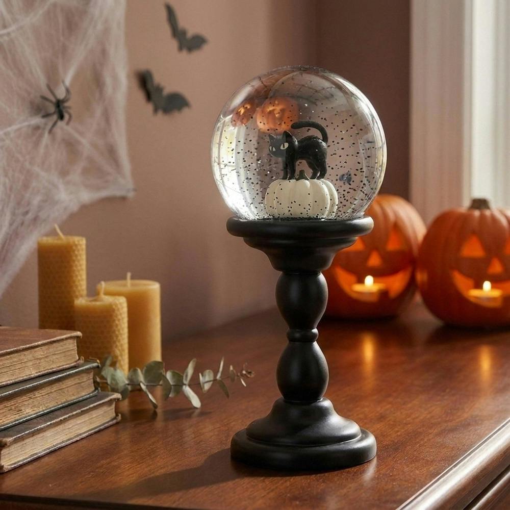 Garden Greatness Halloween Black Cat Snow Globe