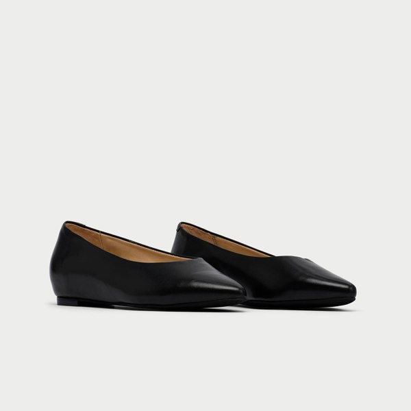 pair of agata black leather flats