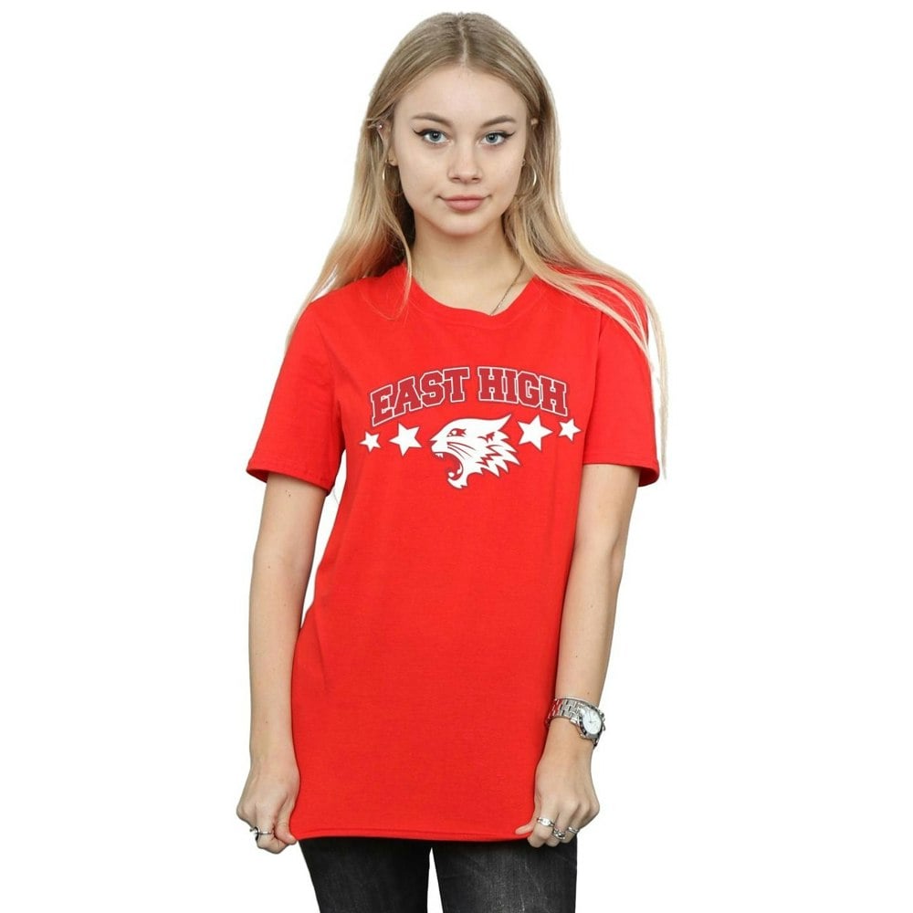 Disney Womens/Ladies High School Musical The Musical Wildcat Stars Cotton Boyfriend T-Shirt - Red