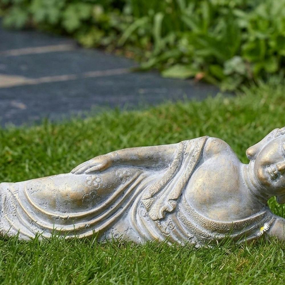 Garden Greatness Reclining Brushed Buddha Garden Ornament