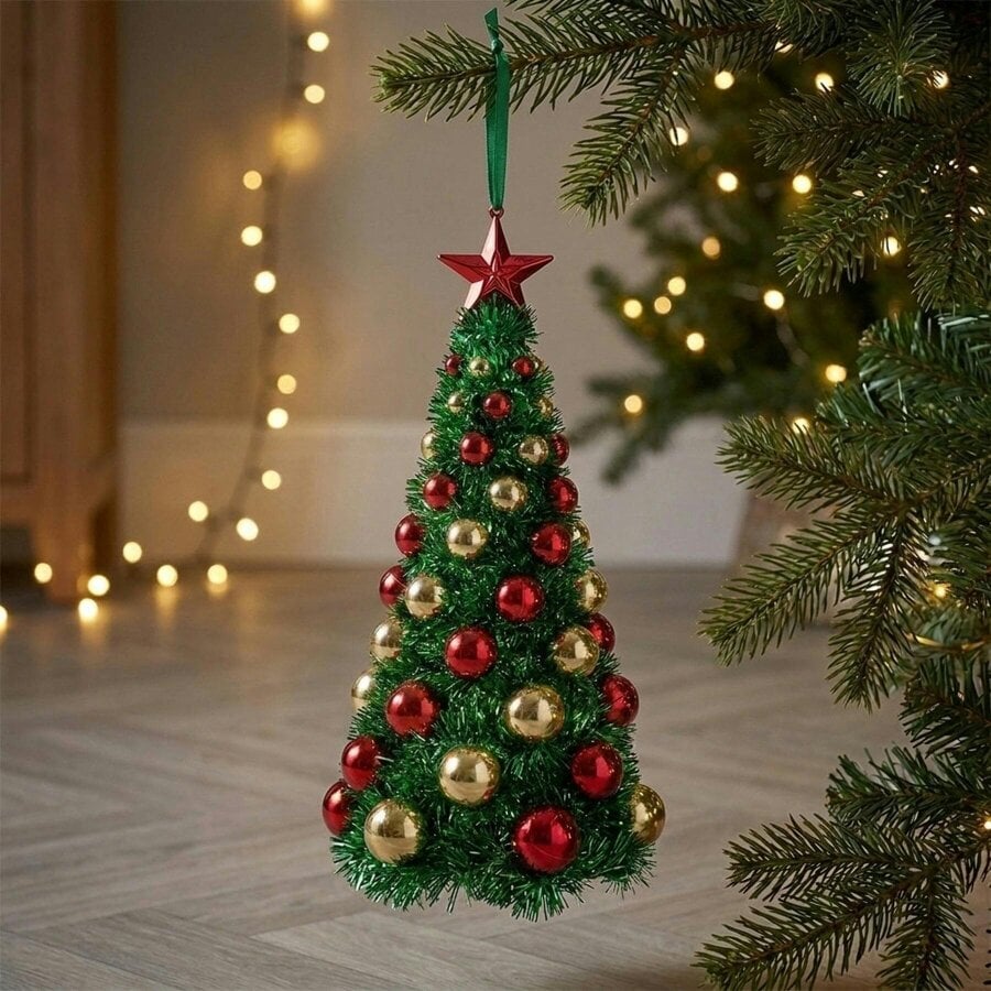 Garden Greatness Pre-Decorated Lit Tinsel Bauble Christmas Tree