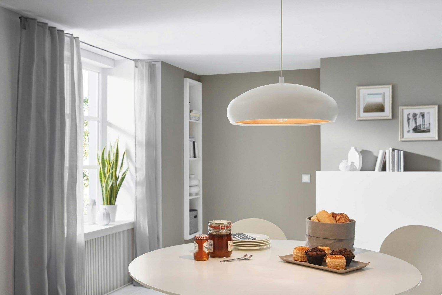 EGLO Mogano 1 1-Light Vintage White And Copper Single Pendant Light