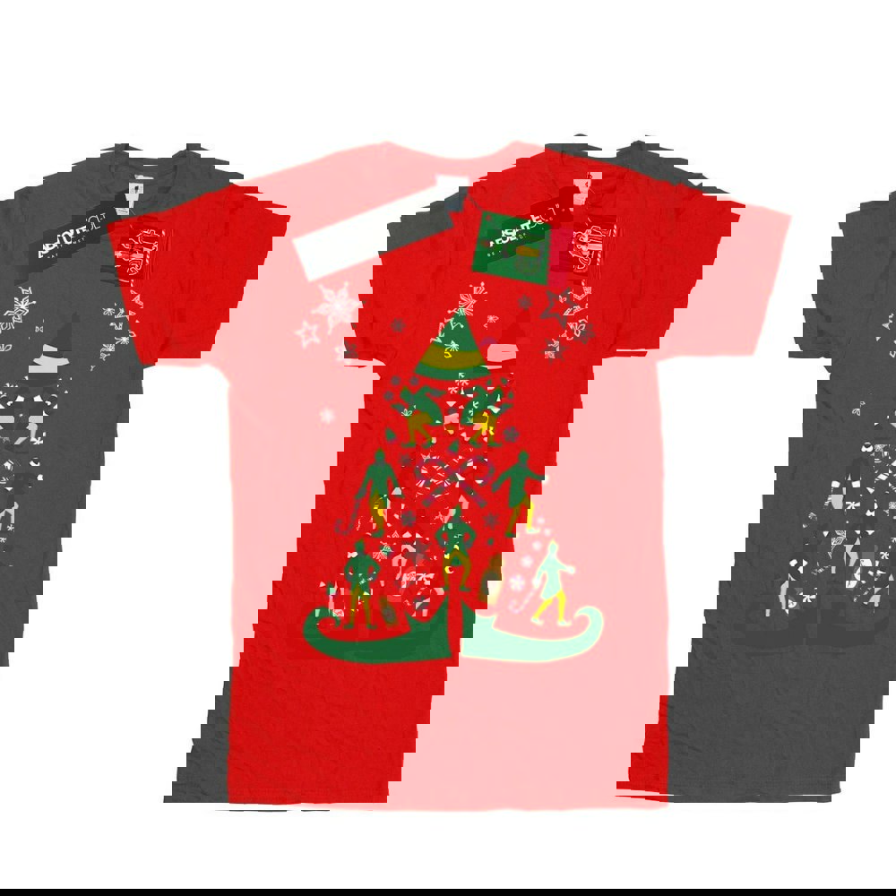Elf Boys Christmas Tree T-Shirt - Red