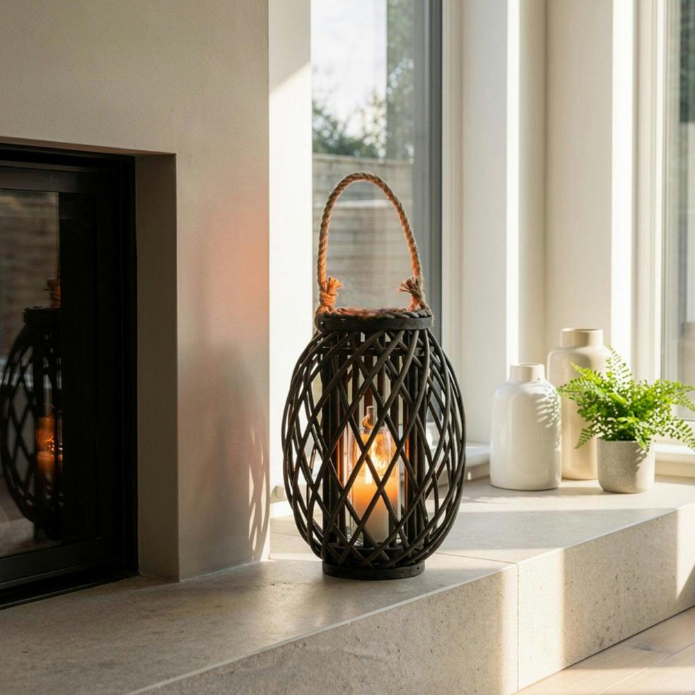 Garden Greatness Maison Woven Wicker Lantern