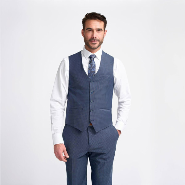 House of Cavani Bond Check Waistcoat - Navy