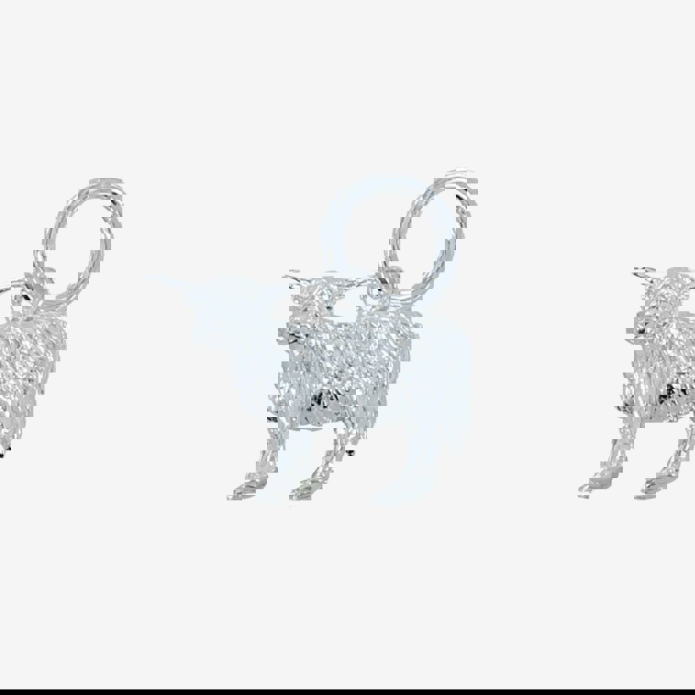 Sterling Silver Highland Cow Charm - Reeves & Reeves
