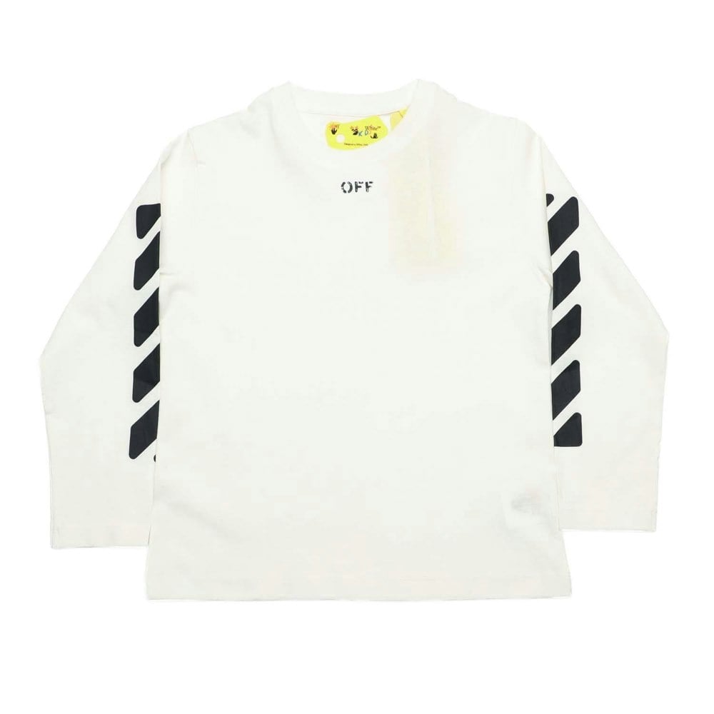 Off White Childrens/Kids Long-Sleeved T-Shirt - White/Black