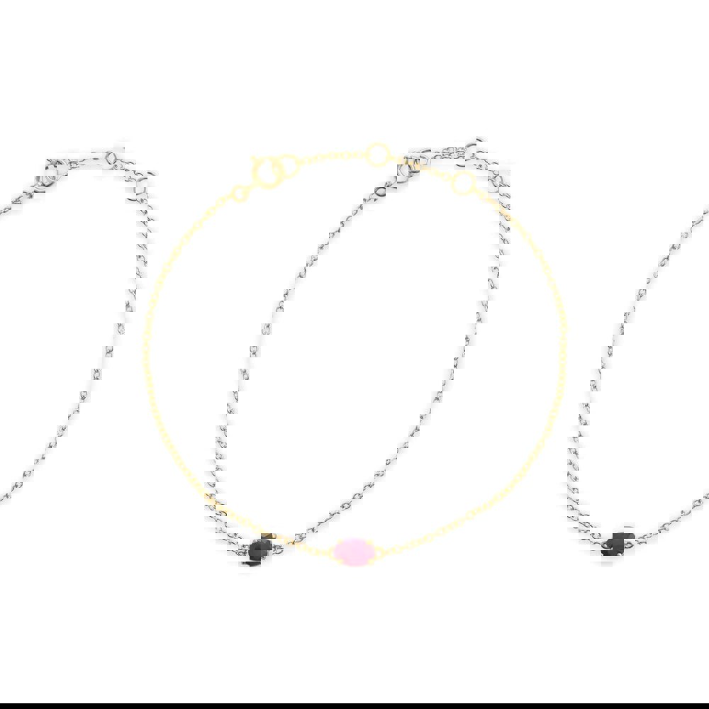 135L0220039 Classic Oval Ruby Single Stone Bracelet in 9ct Yellow Gold 1