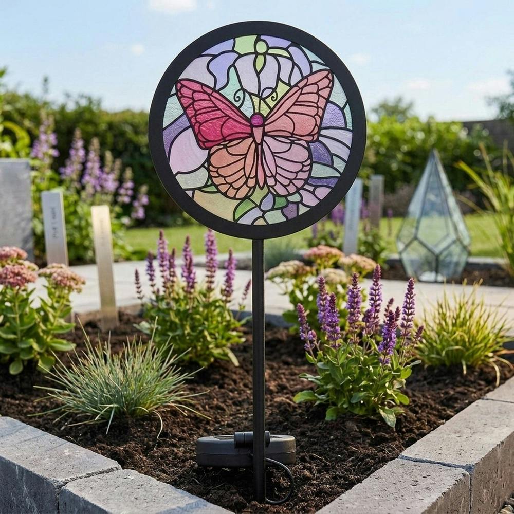 Garden Greatness Tiffany Butterfly Solar Garden Stake Light