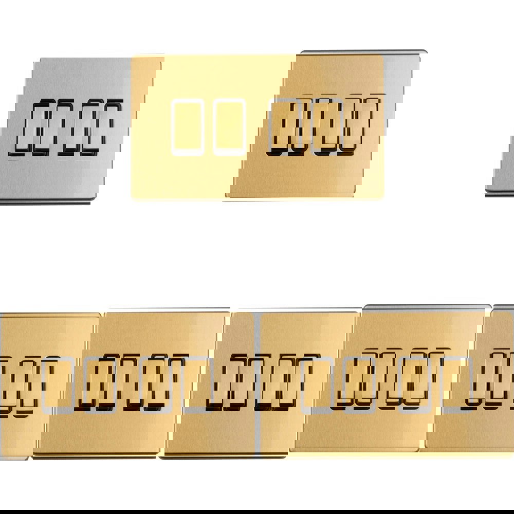 3 PACK 4 Gang Quad Light Switch SCREWLESS SATIN BRASS 2 Way 10A Slim Rocker 