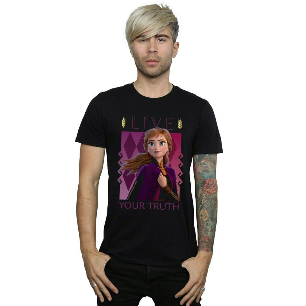 Disney Mens Frozen 2 Anna Live Your Truth T-Shirt - Black
